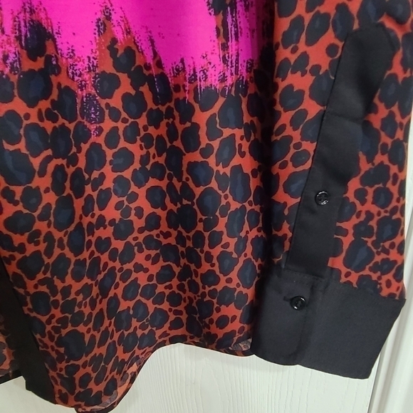 ANNE KLEIN BLUE PINK MULTI PRINT Button Down Blouse Top Shirt Womens  14 - Picture 9 of 9